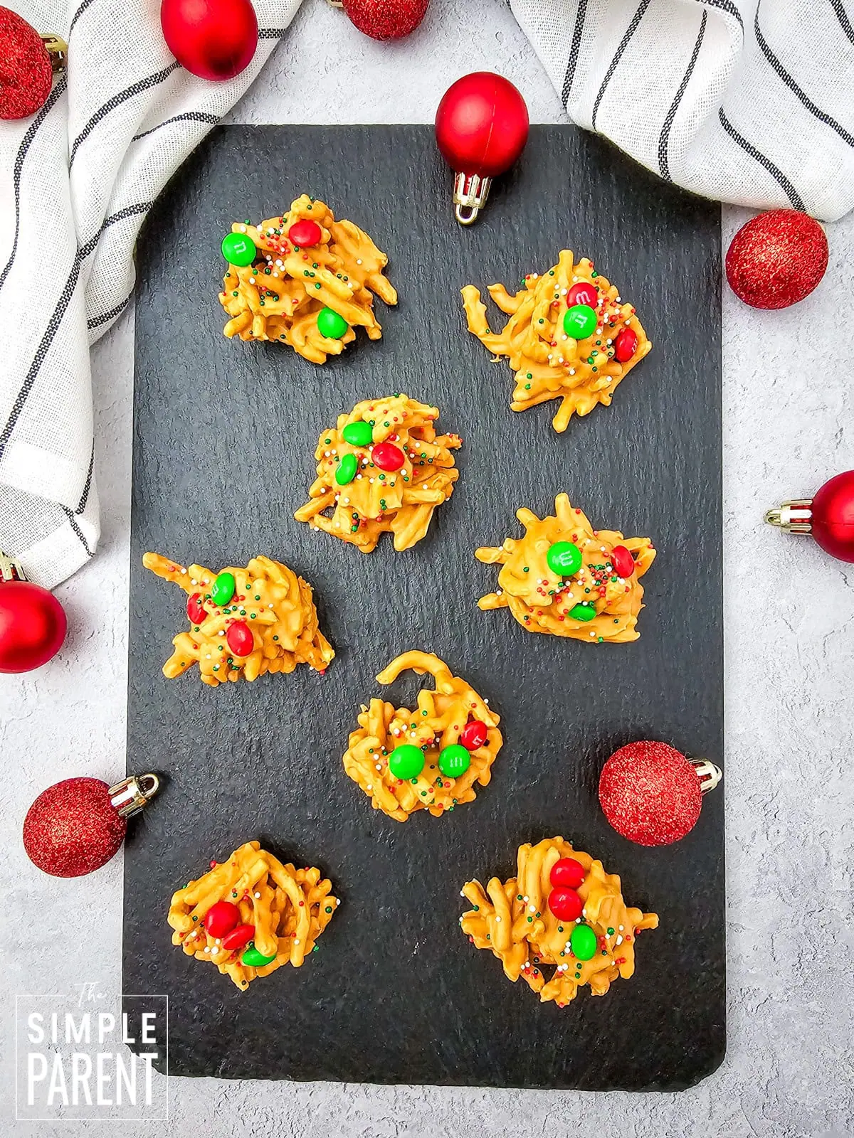 Haystack cookies in slate serving dish