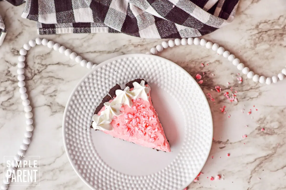 No Bake Candy Cane pie with oreo crust