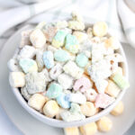 Lucky Charms Puppy Chow in white bowl