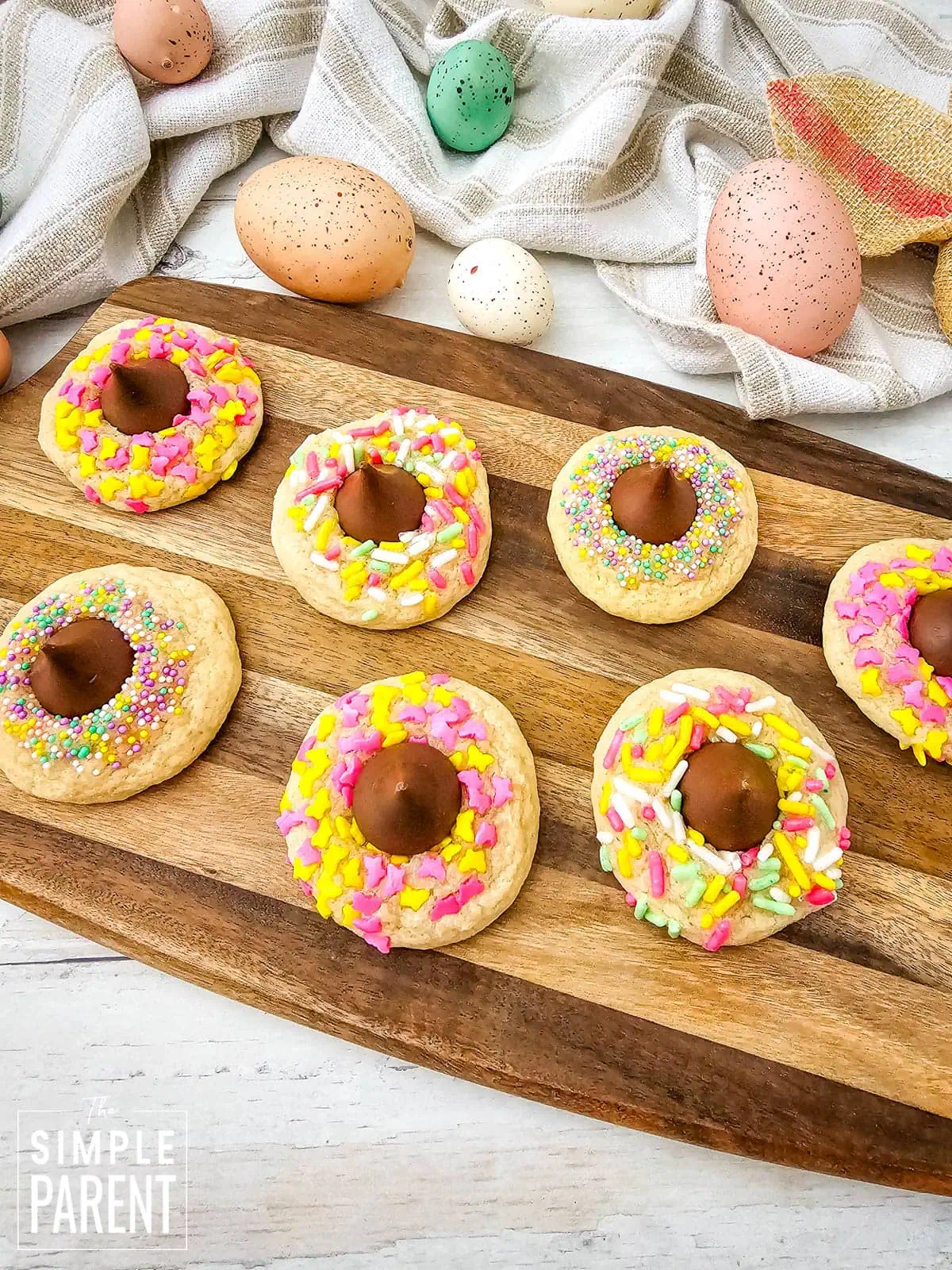 Spring Blossom Cookies on wooden serving tray