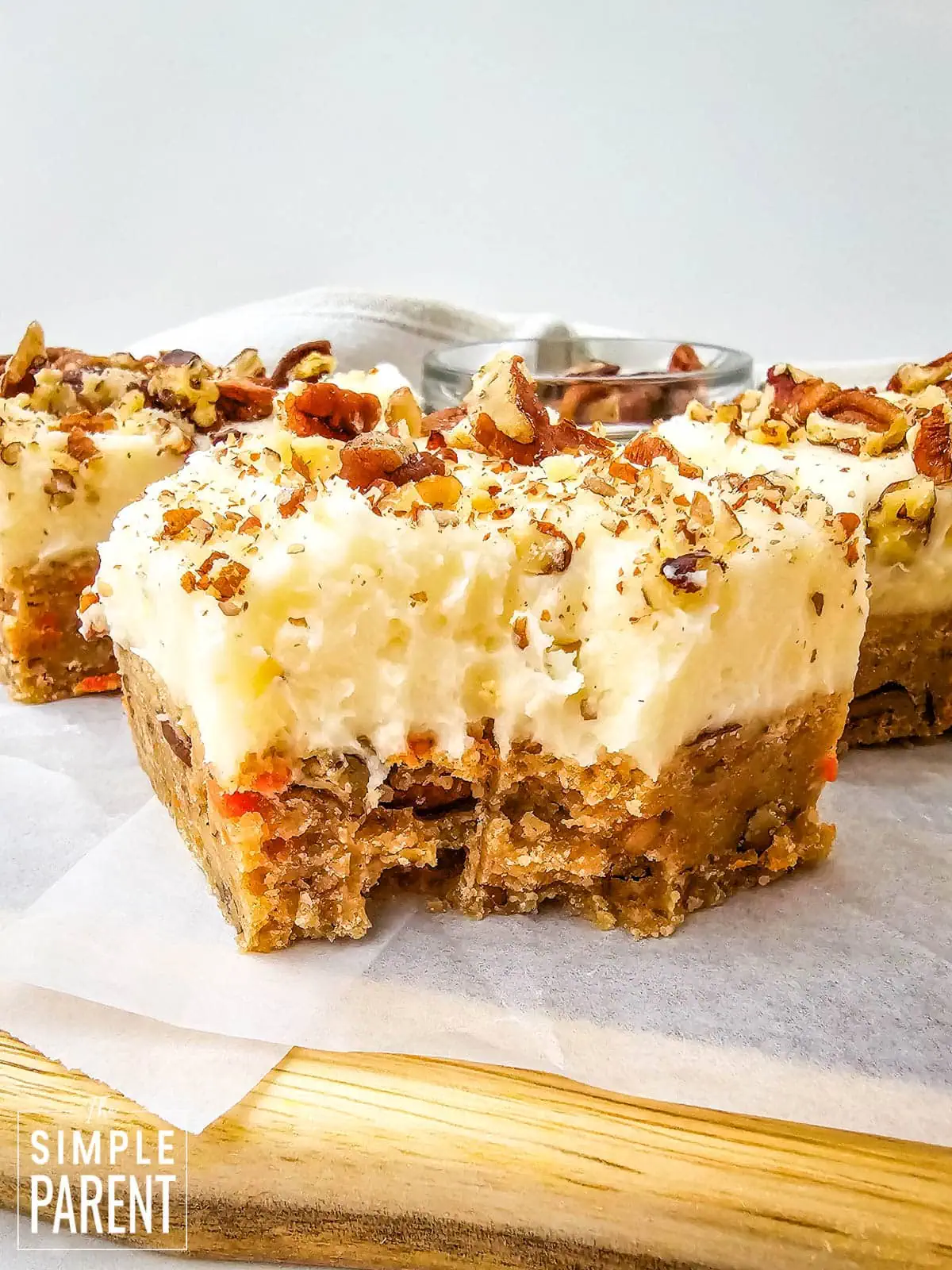 Carrot Cake Brownies on parchment paper