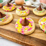 Easter Blossom Cookies on wooden board