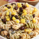 Mexican Pasta Salad in white bowl