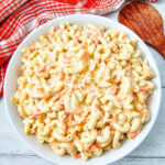 Hawaiian Macaroni Salad (Mac Salad) in white serving bowl