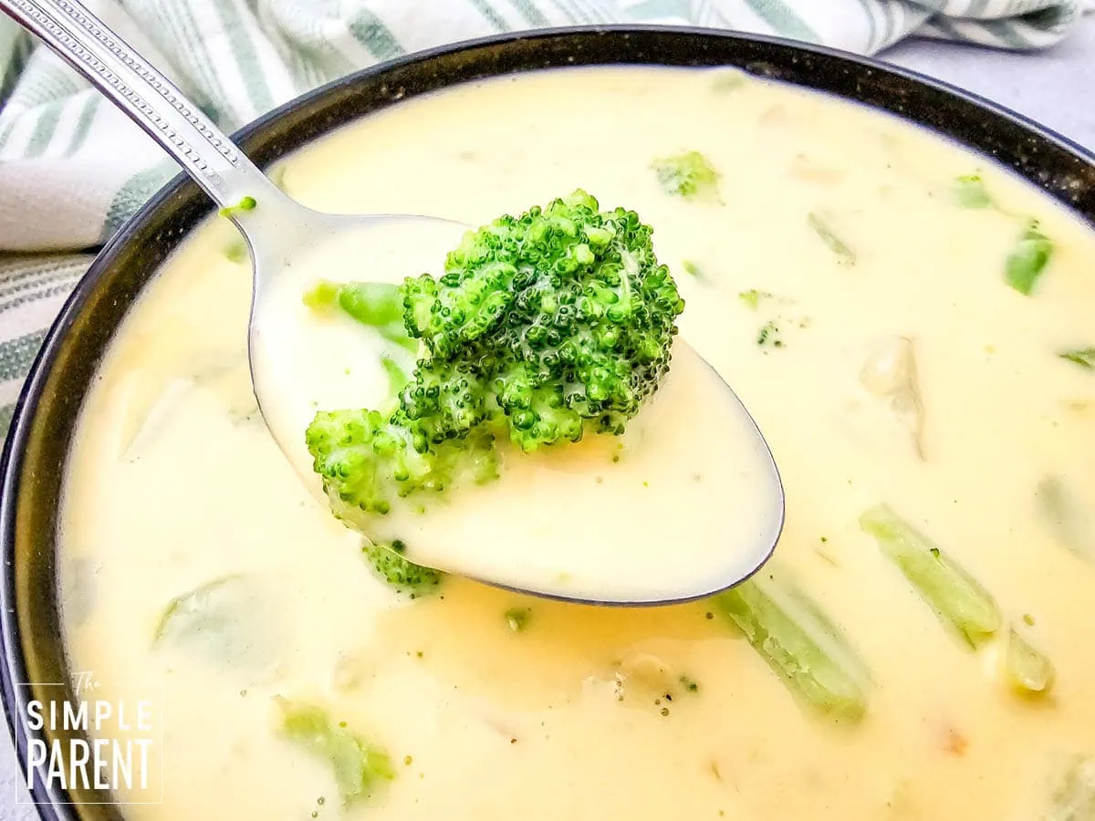 Spoonful of Broccoli Cheese Soup with Velveeta