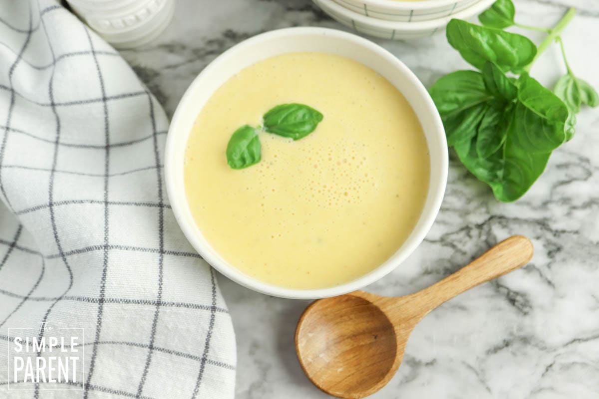 Slow Cooker Butternut Squash Soup in white soup bowl
