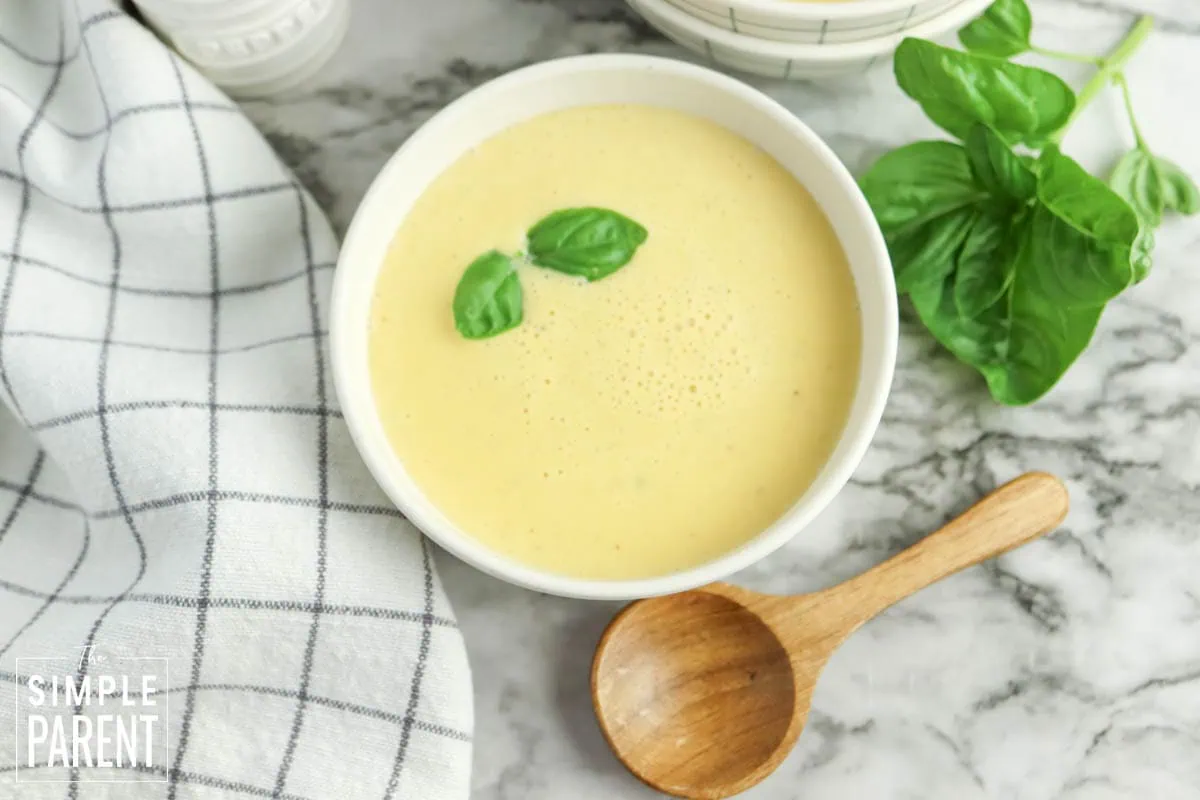 Slow Cooker Butternut Squash Soup in white soup bowl